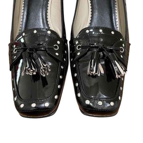 Coach Jude Patent Leather Black Parchment Studded Tassel Kitten Heels Women 10 - Picture 5 of 11